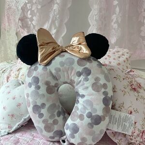 Minnie Mouse Neck Pillow with Gold Bow